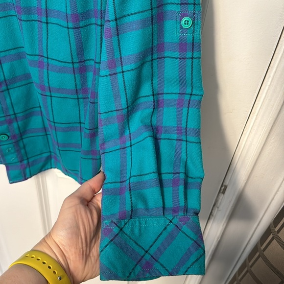 Duluth Trading Co W XS Teal Flannel - Picture 4 of 5